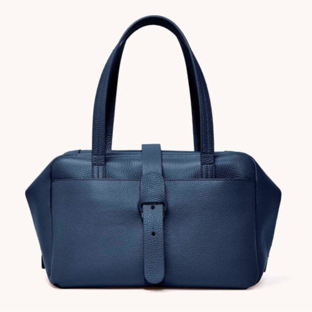Senreve Navy Blue Leather Crossbody Tote